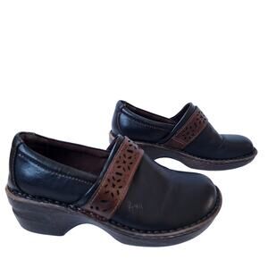 BOC Born Concept Clogs Womens Size 7.5 M Black Slip On Leather Strap Cutout